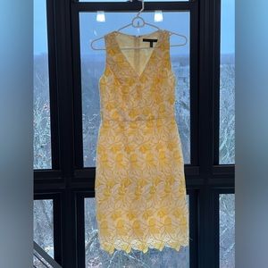 White House Black Market Lace Yellow Dress - 00, 0